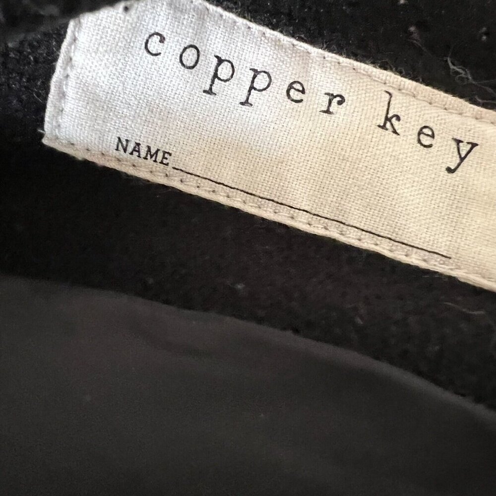 Vtg Copper Key Soft Black Coat Faux Fur Leopard Trim Size 7/8 Buttons Pockets - Picture 10 of 13